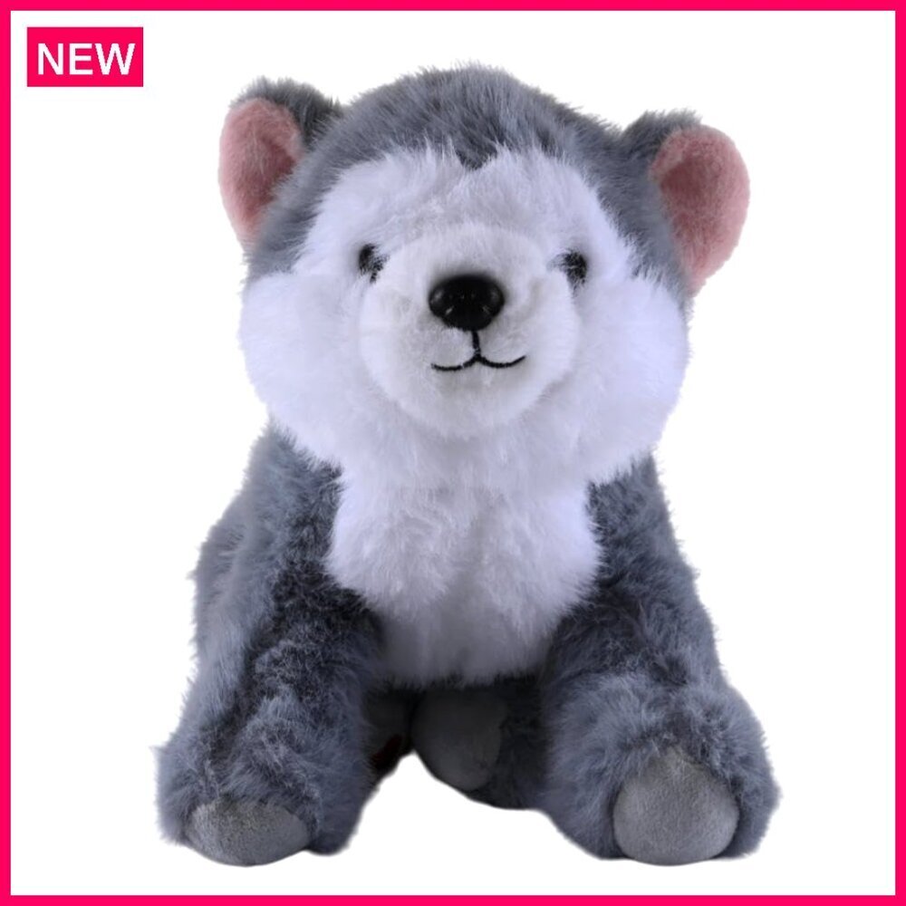 Plush Husky Dog Crossbody Bag with Detachable Chain Strap, Zipper Closure
